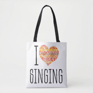 I Liebe Singing Yellow Orange Mandala Heart Tasche