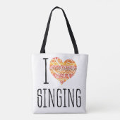 I Liebe Singing Yellow Orange Mandala Heart Tasche (Rückseite)