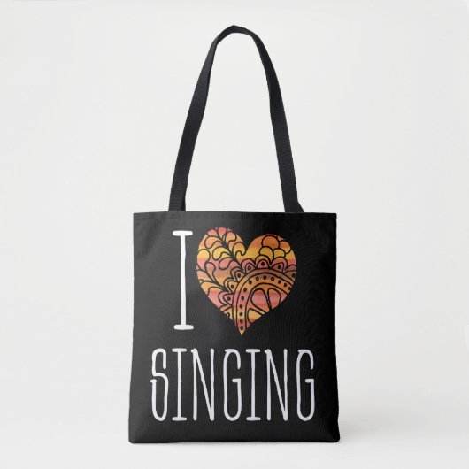 I Liebe Singing Yellow Orange Mandala Heart Tasche (Vorderseite)