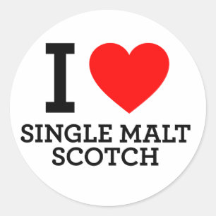 I Liebe Single Malt Scotch Runder Aufkleber