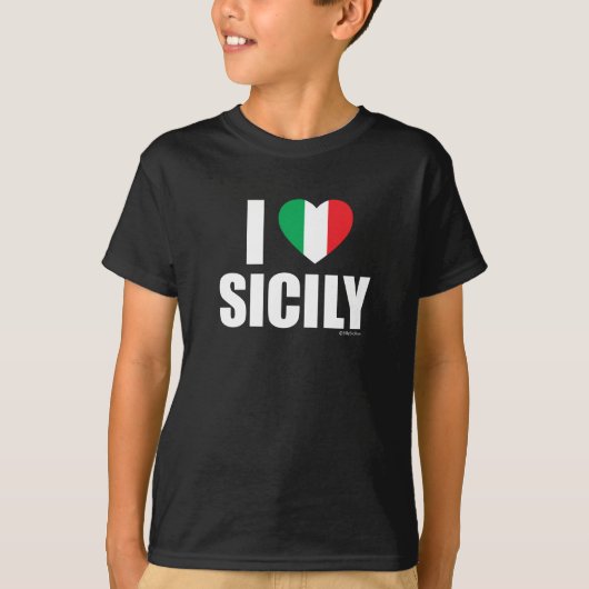 I Liebe Sizilien Italienische Flagge Herzkinder T-Shirt (Vorderseite)