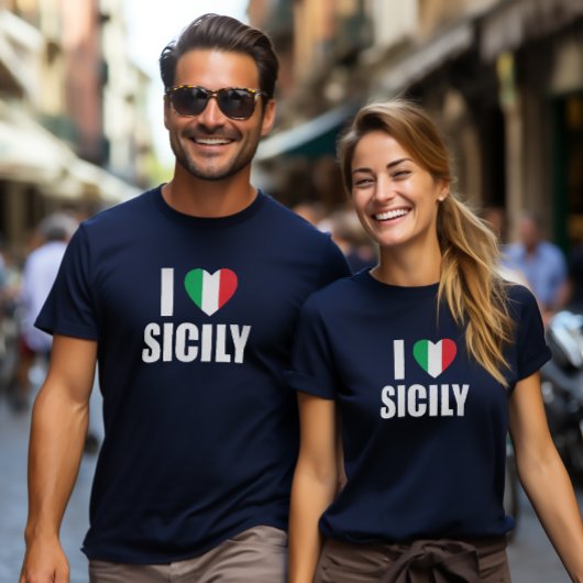 I Liebe Sizilien - Italienisches Flaggenherz T-Shirt
