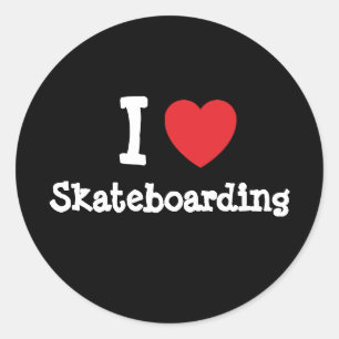 I Liebe Skateboard Herz Brauch personalisiert Runder Aufkleber