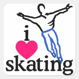 I Liebe Skaten/Skater Quadratischer Aufkleber
