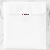 I Liebe Skifahren Runder Aufkleber (Tasche)