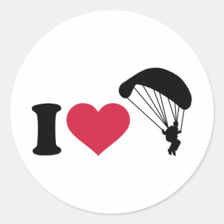 I Liebe Sky diving Runder Aufkleber