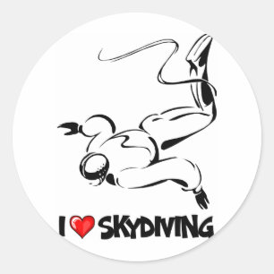 I Liebe Skydiving Runder Aufkleber