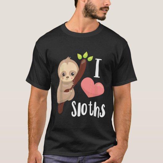 I Liebe Sloths Niedlich Sloth T-Shirt (Vorderseite)