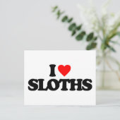 I LIEBE SLOTHS POSTKARTE (Stehend Vorderseite)