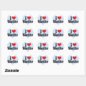 I Liebe Sloths Runder Aufkleber (Blatt)