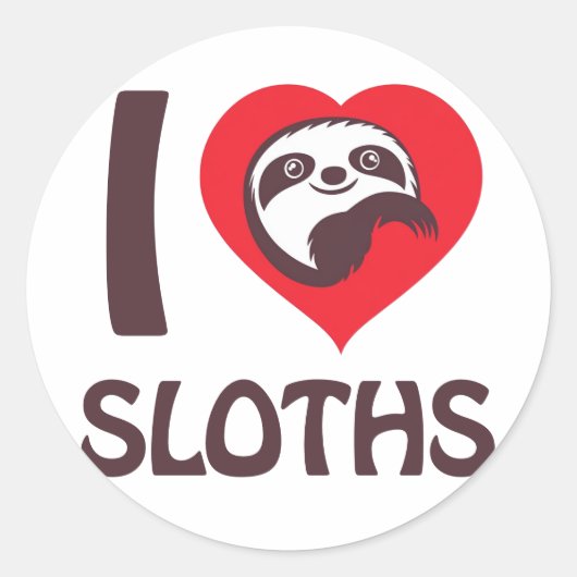 I Liebe Sloths Runder Aufkleber (Vorderseite)