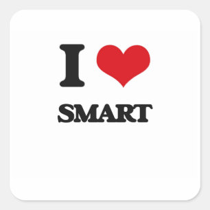 I Liebe Smart Quadratischer Aufkleber
