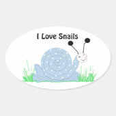 I Liebe Snails Ovaler Aufkleber (Vorderseite)