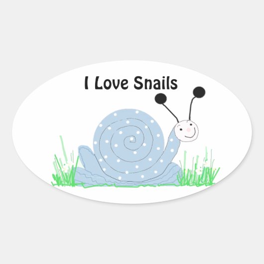 I Liebe Snails Ovaler Aufkleber (Vorderseite)