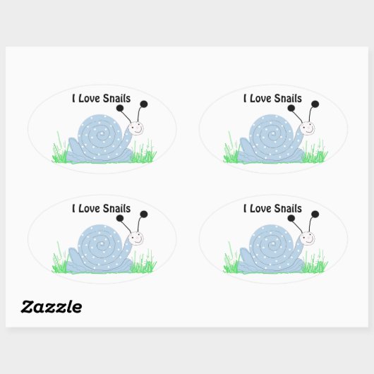 I Liebe Snails Ovaler Aufkleber (Blatt)