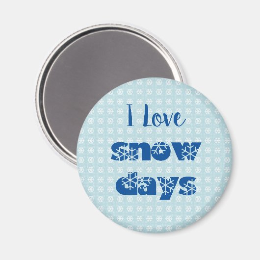 I Liebe Snow Days Modern Blue Snowflake Magnet (Vorderseite/Rückseite)