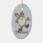 I Liebe Snow Snowman Keramikornament (Rechts)