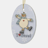 I Liebe Snow Snowman Keramikornament (Links)