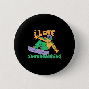 I Liebe Snowboarden Lover Snowboard Button