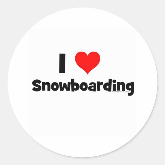 I Liebe Snowboarden Runder Aufkleber (Vorderseite)