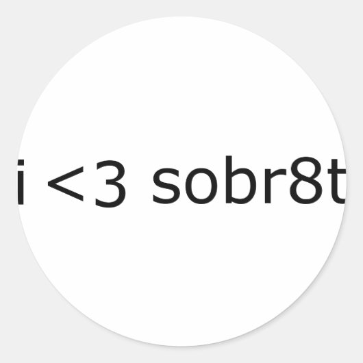 I Liebe Sobriety Runder Aufkleber (Vorderseite)