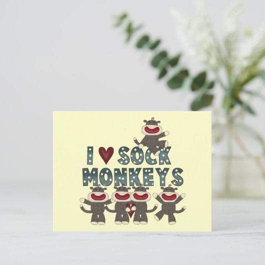 I Liebe Socken Affen Tshirts und Geschenke Postkarte (Stehend Vorderseite)