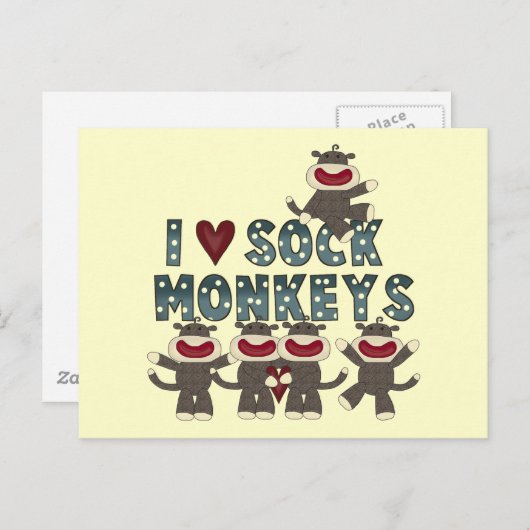 I Liebe Socken Affen Tshirts und Geschenke Postkarte (Vorne/Hinten)