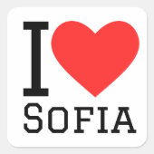 I Liebe Sofia Quadratischer Aufkleber (Vorderseite)