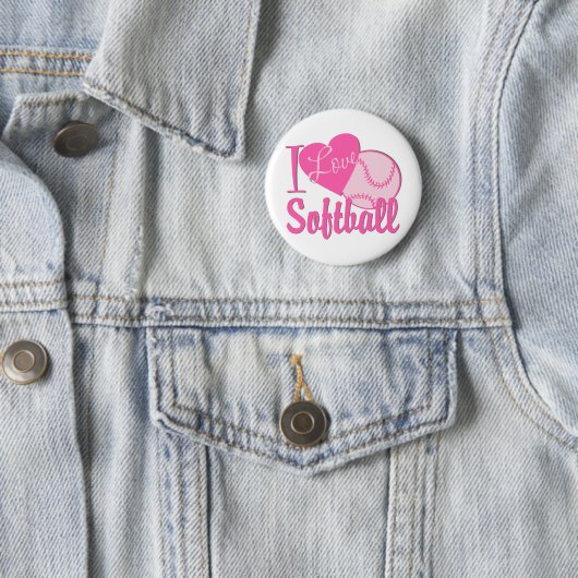 I Liebe Softball Pink Button (Beispiel)
