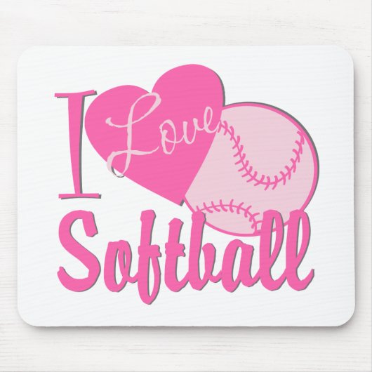 I Liebe Softball Pink Mousepad (Vorne)