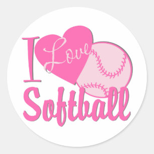 I Liebe Softball Pink Runder Aufkleber