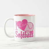 I Liebe Softball Pink Zweifarbige Tasse (Links)