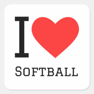 I Liebe Softball Quadratischer Aufkleber