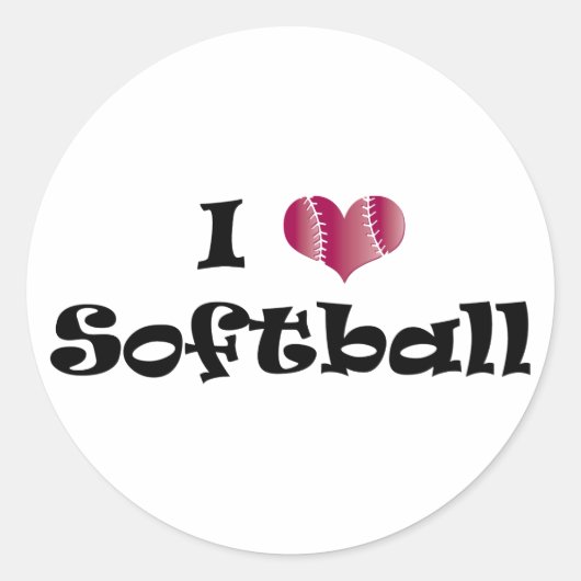 I Liebe Softball Runder Aufkleber (Vorderseite)