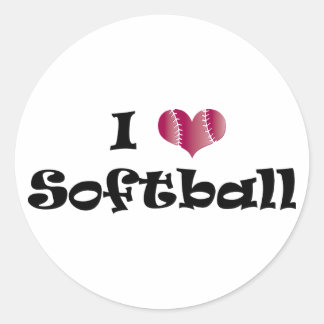I Liebe Softball Runder Aufkleber