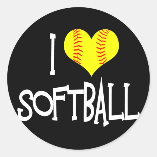 I Liebe Softball Runder Aufkleber (Vorderseite)