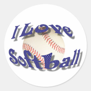 I LIEBE SOFTBALL-STICKER RUNDER AUFKLEBER