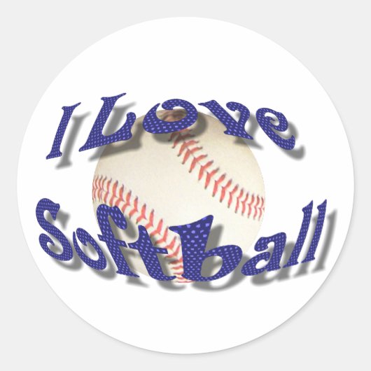I LIEBE SOFTBALL-STICKER RUNDER AUFKLEBER (Vorderseite)