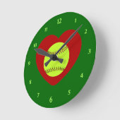 I Liebe Softball Wall Clock Runde Wanduhr (Winkel)