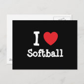 I Liebe Softballherz personalisiert Postkarte (Vorne/Hinten)