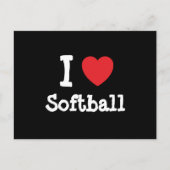 I Liebe Softballherz personalisiert Postkarte (Vorderseite)