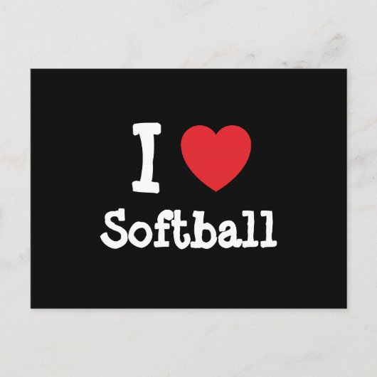 I Liebe Softballherz personalisiert Postkarte (Vorderseite)