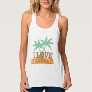 I LIEBE SOMMER farbenfrohe Sommervibes Palmen Frau Tank Top