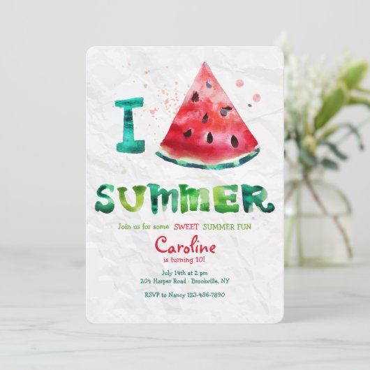 I Liebe Sommereinladung Einladung (Stehend Vorderseite)