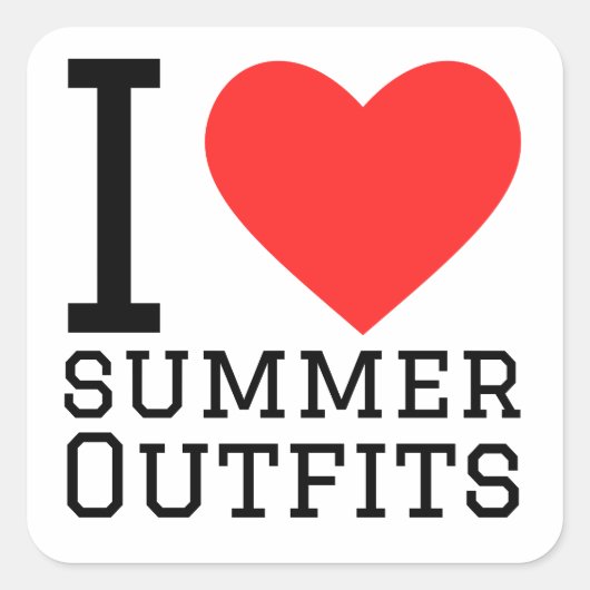 I Liebe SommerOutfits Quadratischer Aufkleber (Vorderseite)