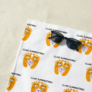I Liebe Sommerzeit Bare Feet Niedlich Strandtuch