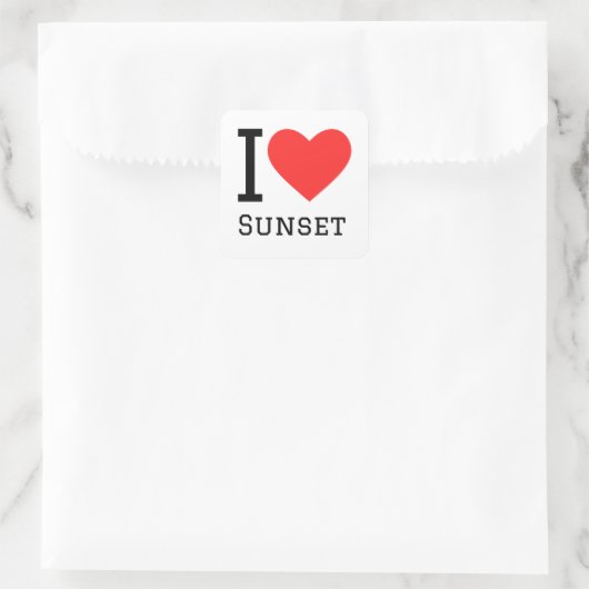 I Liebe Sonnenuntergang Quadratischer Aufkleber (Tasche)