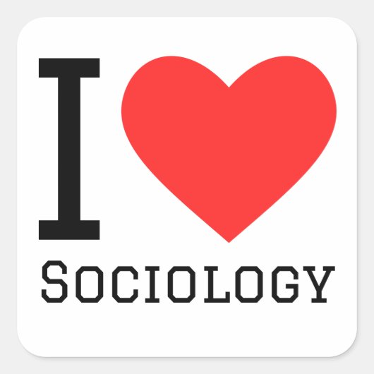I Liebe Soziologie Quadratischer Aufkleber (Vorderseite)