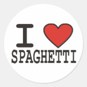 I Liebe Spaghetti Runder Aufkleber (Vorderseite)