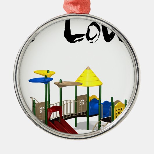 I Liebe Spielplatz Silbernes Ornament (Vorne)